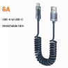 Toocki Coiled USB Type C Lightning Cable Digital Display Spring 100W Fast Charing Type C Charger Cord for Mobile Phones Laptops