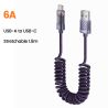 Toocki Coiled USB Type C Lightning Cable Digital Display Spring 100W Fast Charing Type C Charger Cord for Mobile Phones Laptops