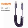 Toocki Coiled USB Type C Lightning Cable Digital Display Spring 100W Fast Charing Type C Charger Cord for Mobile Phones Laptops