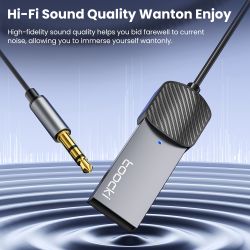 Bộ thu âm thanh Bluetooth 5.0 Toocki dành cho ô tô, chuyển đổi từ USB sang jack 3.5mm AUX, bộ phát Bluetooth rảnh tay cho ô tô.