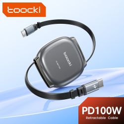 Cáp USB C 100W Toocki dành cho iPhone 16 15 Pro Max Samsung S25 24, dây cáp dữ liệu sạc nhanh, cáp Type C có thể thu gọn dành ch