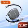 Cáp USB C 100W Toocki dành cho iPhone 16 15 Pro Max Samsung S25 24, dây cáp dữ liệu sạc nhanh, cáp Type C có thể thu gọn dành ch