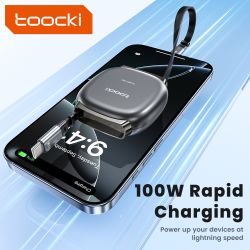 Cáp USB C 100W Toocki dành cho iPhone 16 15 Pro Max Samsung S25 24, dây cáp dữ liệu sạc nhanh, cáp Type C có thể thu gọn dành ch