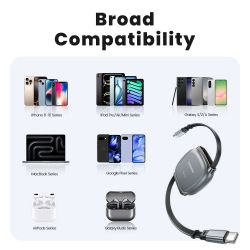 Cáp USB C 100W Toocki dành cho iPhone 16 15 Pro Max Samsung S25 24, dây cáp dữ liệu sạc nhanh, cáp Type C có thể thu gọn dành ch