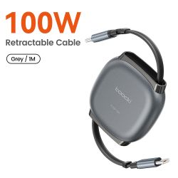 Cáp USB C 100W Toocki dành cho iPhone 16 15 Pro Max Samsung S25 24, dây cáp dữ liệu sạc nhanh, cáp Type C có thể thu gọn dành ch