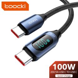 Cáp Toocki Type C sang Type C 100W PD Sạc nhanh USB C sang USB C cho Xiaomi POCO f3 Realme Macbook iPad