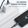Cáp Toocki Type C sang Type C 100W PD Sạc nhanh USB C sang USB C cho Xiaomi POCO f3 Realme Macbook iPad