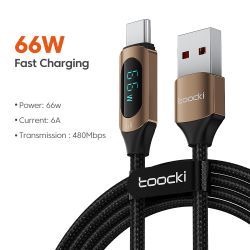 Cáp Toocki Type C sang Type C 100W PD Sạc nhanh USB C sang USB C cho Xiaomi POCO f3 Realme Macbook iPad