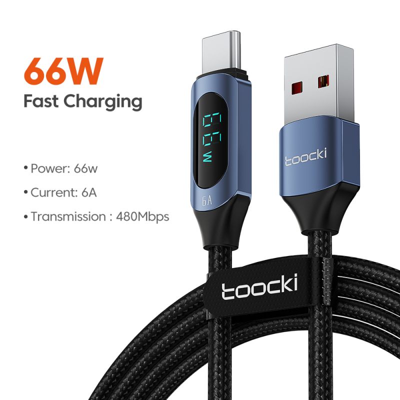 Cáp Toocki Type C sang Type C 100W PD Sạc nhanh USB C sang USB C cho Xiaomi POCO f3 Realme Macbook iPad