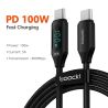 Cáp Toocki Type C sang Type C 100W PD Sạc nhanh USB C sang USB C cho Xiaomi POCO f3 Realme Macbook iPad
