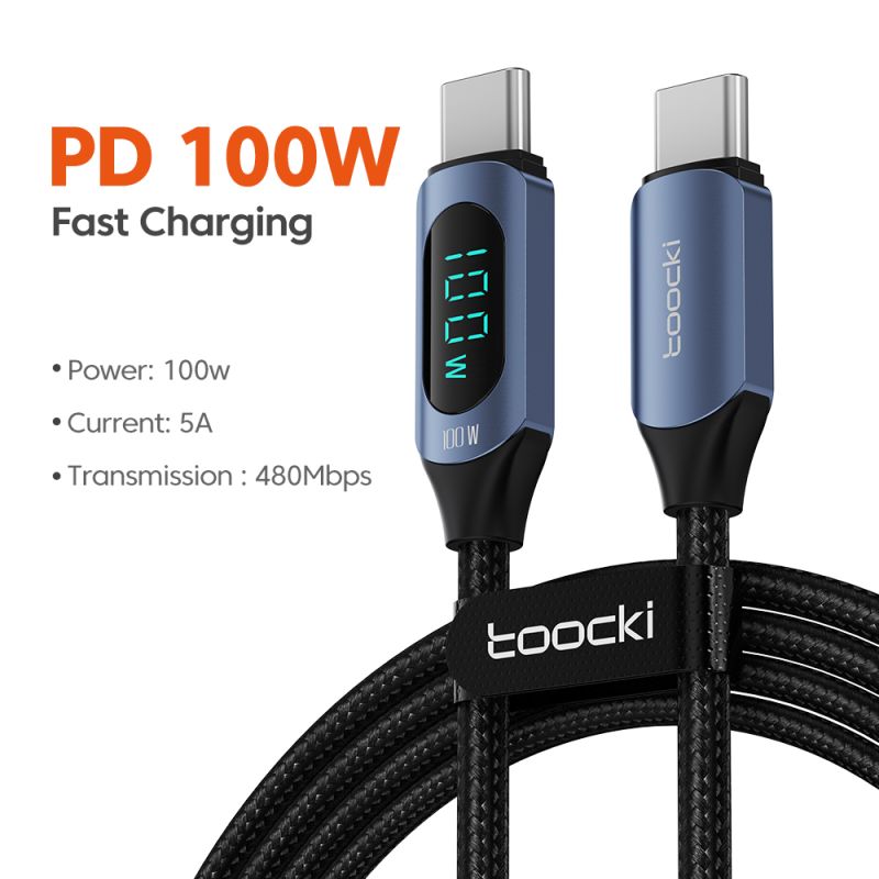 Toocki Type C to Type C 케이블 100W PD 고속 충전 USB C to USB C 디스플레이 케이블 (샤오미, POCO, F3, 리얼미, 맥북, 아이패드 호환)