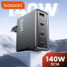 Chargeur rapide USB-C Toocki 140 W GaN PD3.1 QC4.0 3.0 SFC2.0 SCP PPS pour MacBook, iPhone 17 et 16 pouces, Samsung, Huawei et X