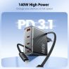 Chargeur rapide USB-C Toocki 140 W GaN PD3.1 QC4.0 3.0 SFC2.0 SCP PPS pour MacBook, iPhone 17 et 16 pouces, Samsung, Huawei et X