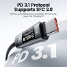 สายชาร์จ Toocki X111 240W USB C ชาร์จเร็ว PD3.1 พร้อมจอแสดงผลดิจิตอล OLED สาย Type C ถึง Type C สำหรับ Macbook iPhone 17 Samsung