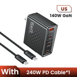 Bộ sạc nhanh Toocki 140W GaN PD3.1 QC4.0 3.0 SFC2.0 SCP PPS USB C cho Macbook Laptop iPhone 17 16 Samsung Huawei Xiaomi