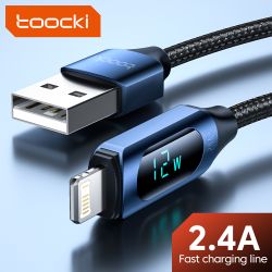 Cáp USB Toocki dành cho iPhone 14 13 12 11 Pro Max XR XS 8 7 Plus AirPods Màn hình kỹ thuật số Cáp sạc Lightning 2.4A cho iPhone