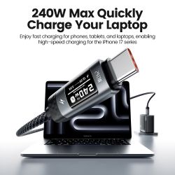 สายชาร์จ Toocki X111 240W USB C ชาร์จเร็ว PD3.1 พร้อมจอแสดงผลดิจิตอล OLED สาย Type C ถึง Type C สำหรับ Macbook iPhone 17 Samsung