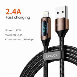 Cáp USB Toocki dành cho iPhone 14 13 12 11 Pro Max XR XS 8 7 Plus AirPods Màn hình kỹ thuật số Cáp sạc Lightning 2.4A cho iPhone