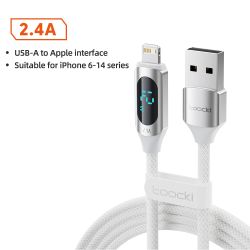 Cáp USB Toocki dành cho iPhone 14 13 12 11 Pro Max XR XS 8 7 Plus AirPods Màn hình kỹ thuật số Cáp sạc Lightning 2.4A cho iPhone