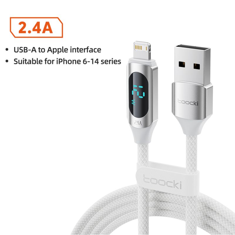 Cáp USB Toocki dành cho iPhone 14 13 12 11 Pro Max XR XS 8 7 Plus AirPods Màn hình kỹ thuật số Cáp sạc Lightning 2.4A cho iPhone