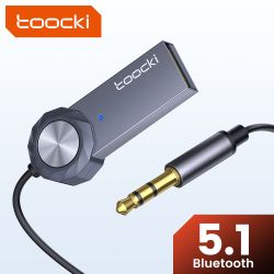 Bộ chuyển đổi Bluetooth 5.1 Toocki dành cho âm thanh xe hơi, cáp lò xo USB sang jack 3.5mm, bộ dụng cụ rảnh tay cho bộ phát Blue