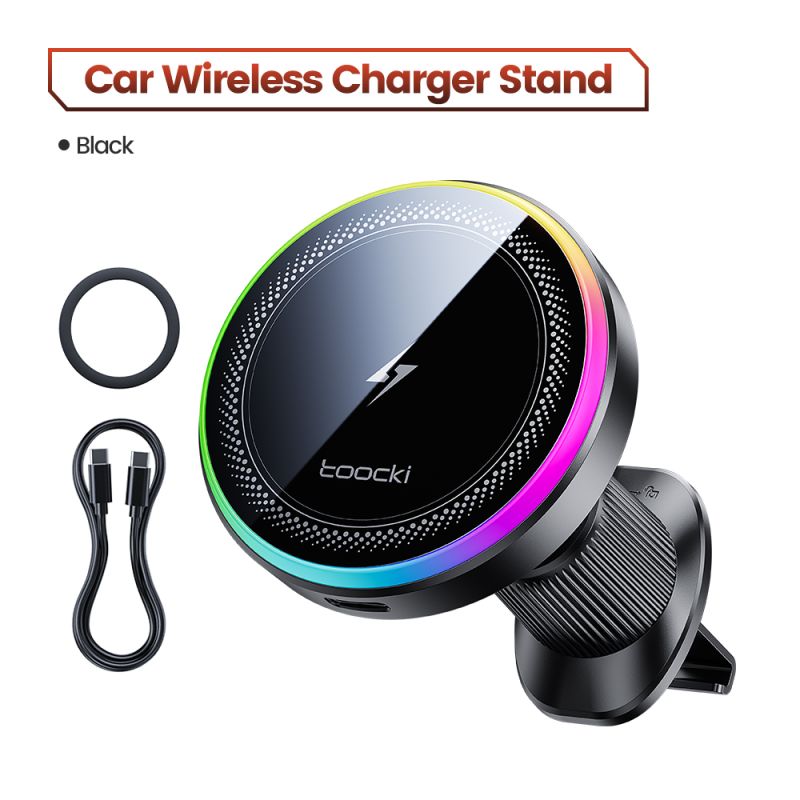 Cargador inalámbrico para coche Toocki QI de 15 W para iPhone 17 y 16 Samsung TEC, cargador refrigerado para coche, soporte magn