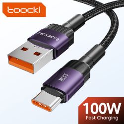 Cáp USB Type-C Toocki 6A dành cho Xiaomi POCO Samsung Huawei, sạc nhanh 100W, dây cáp dữ liệu USB Type-C cho Realme OPPO.