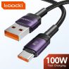 Cáp USB Type-C Toocki 6A dành cho Xiaomi POCO Samsung Huawei, sạc nhanh 100W, dây cáp dữ liệu USB Type-C cho Realme OPPO.