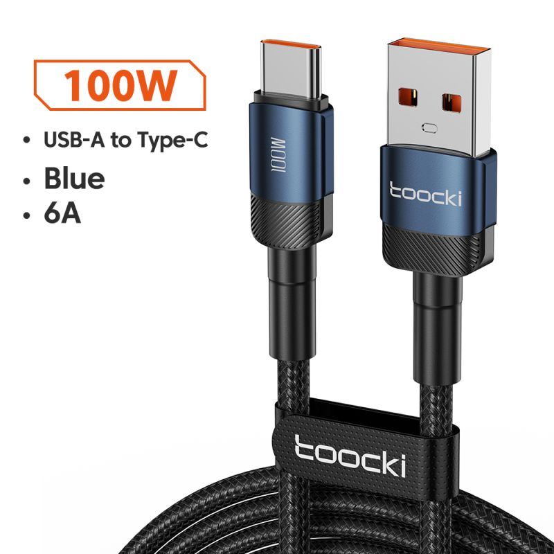 สาย USB Type C Toocki 6A สำหรับ Xiaomi POCO Samsung Huawei ที่ชาร์จเร็ว 100W สายเคเบิลข้อมูล USB C สาย TypeC สำหรับ Realme OPPO