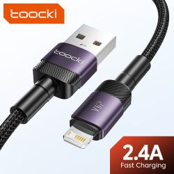 Kabel USB Lightning Toocki 2.4A do iPhone'a 14 13 12 11 Pro Max Plus 8 7 5 6, szybkiego ładowania AirPodsów i iPhone'a