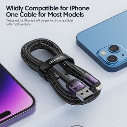 Kabel USB Lightning Toocki 2.4A do iPhone'a 14 13 12 11 Pro Max Plus 8 7 5 6, szybkiego ładowania AirPodsów i iPhone'a