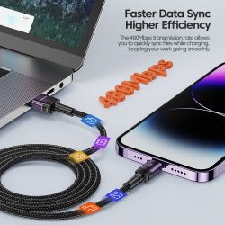 Kabel USB Lightning Toocki 2.4A do iPhone'a 14 13 12 11 Pro Max Plus 8 7 5 6, szybkiego ładowania AirPodsów i iPhone'a