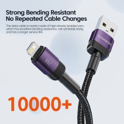 Kabel USB Lightning Toocki 2.4A do iPhone'a 14 13 12 11 Pro Max Plus 8 7 5 6, szybkiego ładowania AirPodsów i iPhone'a