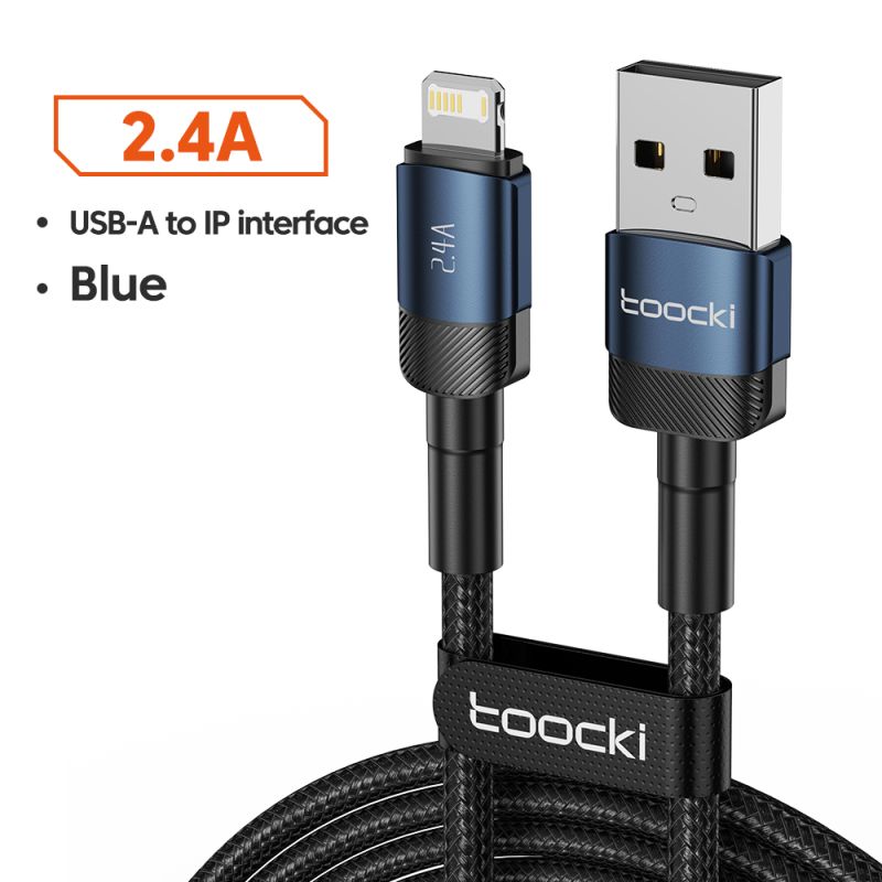Kabel USB Lightning Toocki 2.4A do iPhone'a 14 13 12 11 Pro Max Plus 8 7 5 6, szybkiego ładowania AirPodsów i iPhone'a