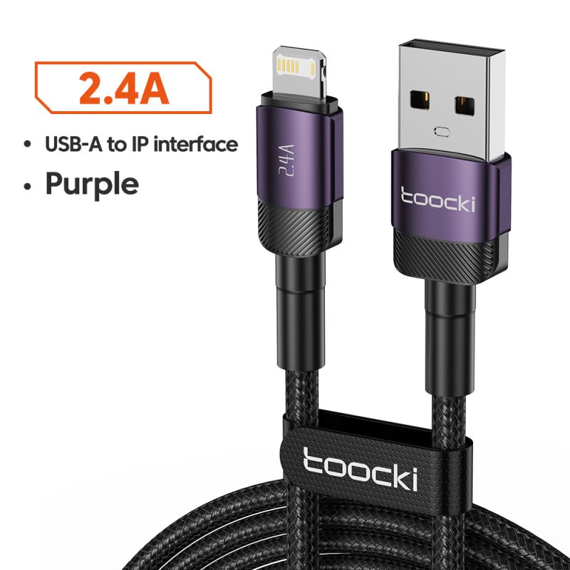 Kabel USB Lightning Toocki 2.4A do iPhone'a 14 13 12 11 Pro Max Plus 8 7 5 6, szybkiego ładowania AirPodsów i iPhone'a