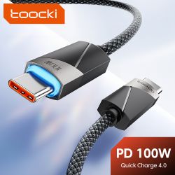Cáp sạc nhanh Toocki 100W Type C sang Type C QC4.0 tự động tắt nguồn thông minh 5A dành cho iPhone 15 Pro Max 14 13 Samsung Xiao