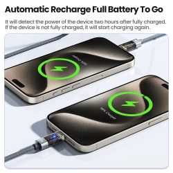 Cáp USB C sang USB C Toocki 100W tự động tắt nguồn, sạc nhanh QC4.0 PD3.1 cho Macbook, iPhone 16 15, Samsung S23 S24, Xiaomi và 