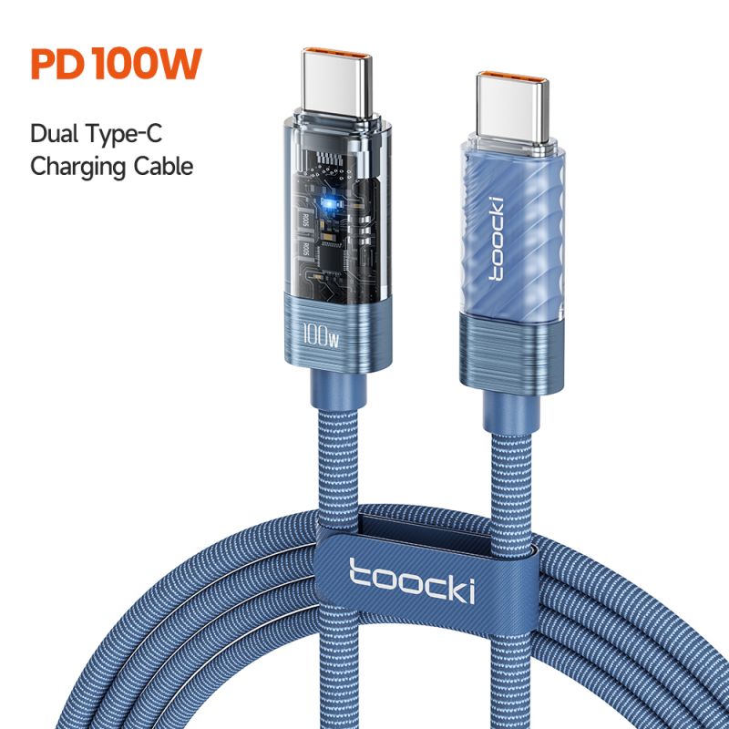 Cáp USB C sang USB C Toocki 100W tự động tắt nguồn, sạc nhanh QC4.0 PD3.1 cho Macbook, iPhone 16 15, Samsung S23 S24, Xiaomi và 