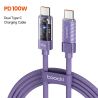 Cáp USB C sang USB C Toocki 100W tự động tắt nguồn, sạc nhanh QC4.0 PD3.1 cho Macbook, iPhone 16 15, Samsung S23 S24, Xiaomi và 