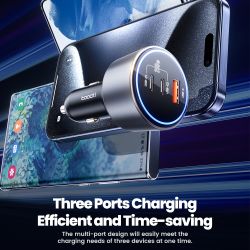 Chargeur de voiture Toocki 200 W Quick Charge 4.0 PPS 45 W PD 100 W, compatible USB-C, pour MacBook, iPhone 15 et Samsung.