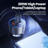 Chargeur de voiture Toocki 200 W Quick Charge 4.0 PPS 45 W PD 100 W, compatible USB-C, pour MacBook, iPhone 15 et Samsung.