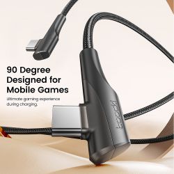 Cáp USB Type-C sang USB C Toocki góc 90 độ, hỗ trợ sạc nhanh QC4.0 PD4.0 100W cho Macbook, iPhone 15, Samsung, Xiaomi, Huawei.