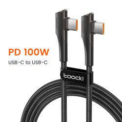 Cáp USB Type-C sang USB C Toocki góc 90 độ, hỗ trợ sạc nhanh QC4.0 PD4.0 100W cho Macbook, iPhone 15, Samsung, Xiaomi, Huawei.