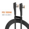 Cáp USB Type-C sang USB C Toocki góc 90 độ, hỗ trợ sạc nhanh QC4.0 PD4.0 100W cho Macbook, iPhone 15, Samsung, Xiaomi, Huawei.