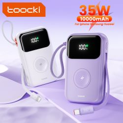 Pin dự phòng Toocki 10000mAh PD 35W 27W Sạc nhanh cho iPhone 16 15 14 13 12 Pro Max, Sạc không dây Samsung cho Apple Watch