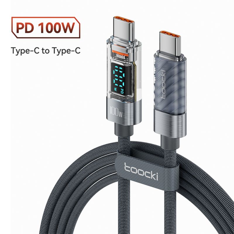 Cable Toocki tipo C a tipo C, cargador de carga rápida PD de 100 W, cable de pantalla USB C a USB C para MacBook, Samsung, Xiaom