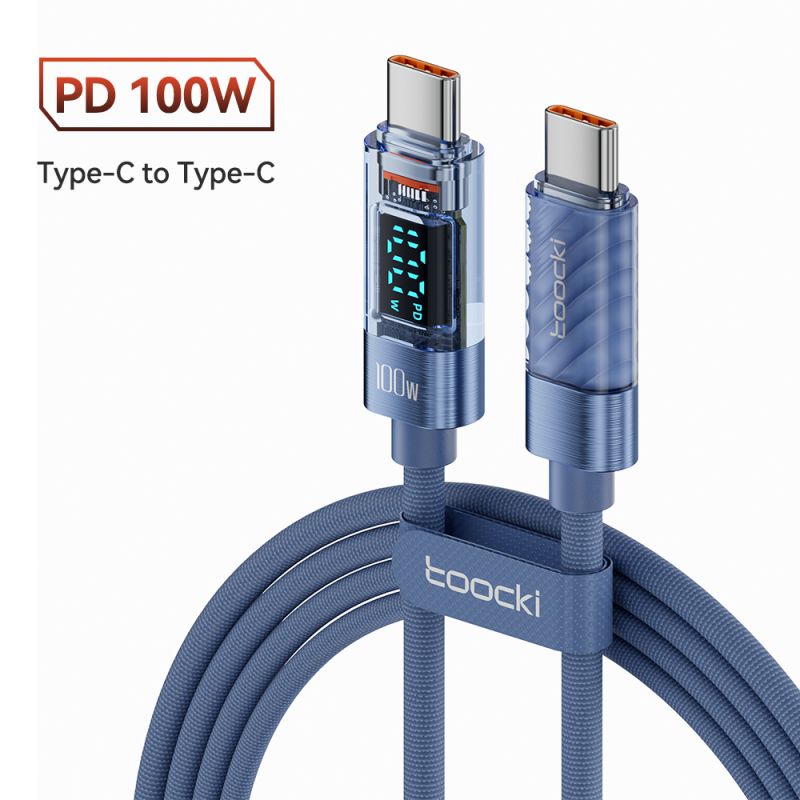 Toocki Type C to Type C Cable 100W PD Fast Charging Charger USB C to USB C Display Cable for Macbook Samsung Xiaomi POCO Realme