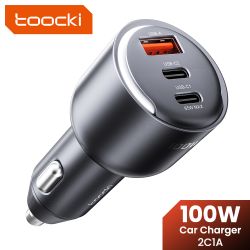 Bộ sạc ô tô Toocki CC43 100W USB C PPS PD 65W sạc nhanh cho Macbook Tablet iPhone 1716 SFC2.0 45W cho Samsung Galaxy S24 S23
