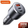 Bộ sạc ô tô Toocki CC43 100W USB C PPS PD 65W sạc nhanh cho Macbook Tablet iPhone 1716 SFC2.0 45W cho Samsung Galaxy S24 S23