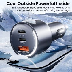 Bộ sạc ô tô Toocki CC43 100W USB C PPS PD 65W sạc nhanh cho Macbook Tablet iPhone 1716 SFC2.0 45W cho Samsung Galaxy S24 S23